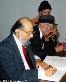 [photograph image: Allen Ginsberg and William S. Burroughs, November 2, 1996, their last public appearance together. Copyright 1996, George Laughead,  Beat Generation Photos, all rights reserved.]