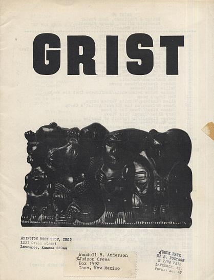 [photograph: Grist No. 8 (1966) magazine issue with Allen Ginsberg's Wichita Vortex; edited by John Fowler, George Kimball and Charley Plymell. Site author's copy.]