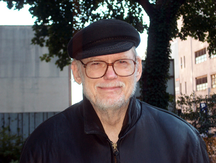 [Photograph: Beat Generation author James Mechem in New York City the day before his 80th birthday, Oct. 30, 2003. Copyright 2003, Denise Low]