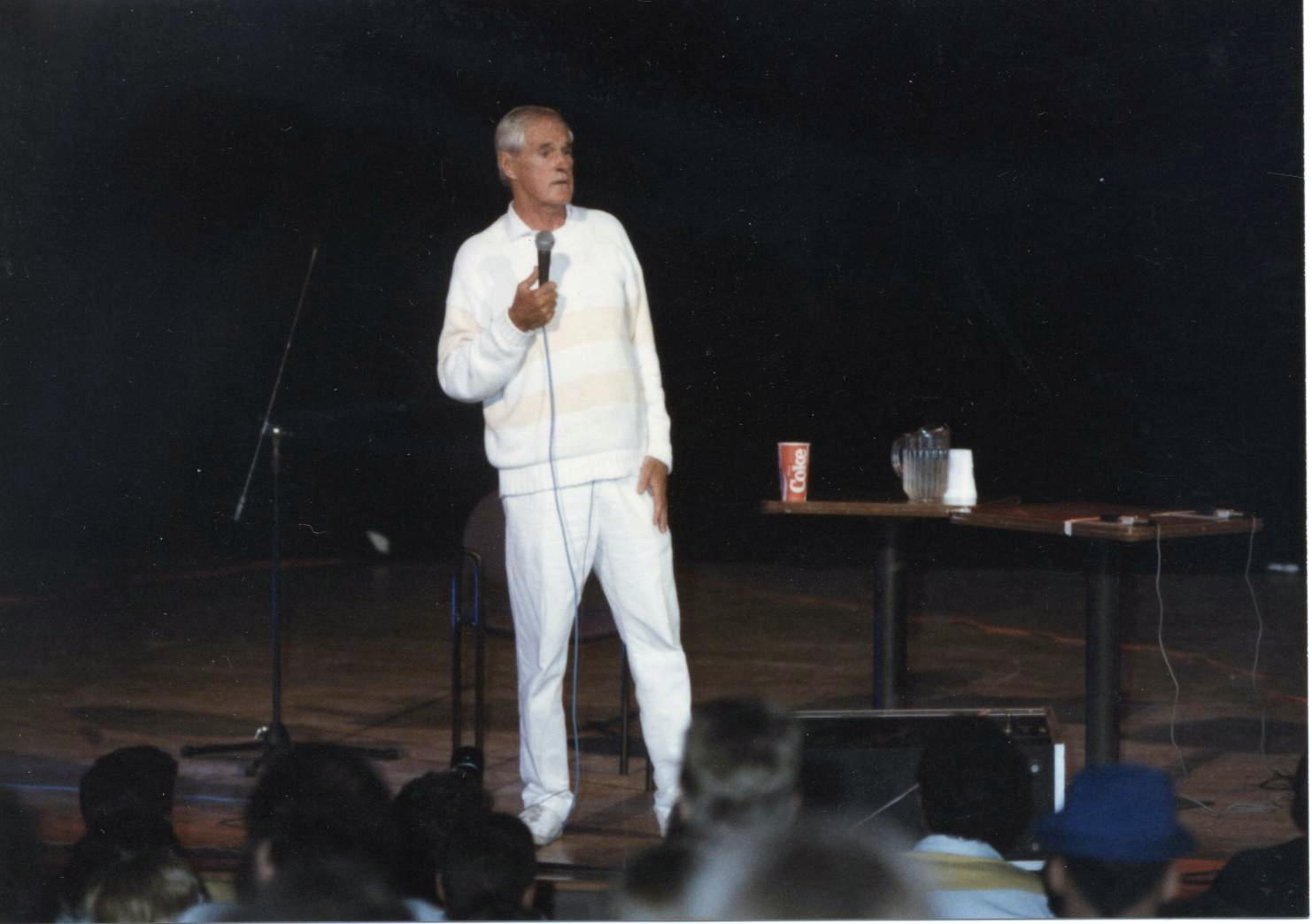 [Dr. Timothy Leary, Liberty Hall, Lawrence, Kansas. Dr. Timothy's performance at the River City Union, September 12, 1987. Photograph by Doug L. Miller: used with permission]