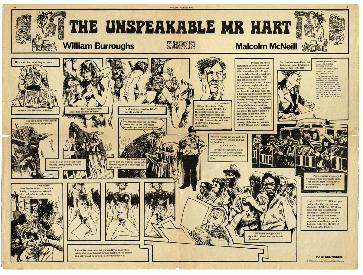 [The Unspeakable Mr.Hart:Cyclops #3, text by William Burroughs; art work by Malcolm McNeill, © 1970]