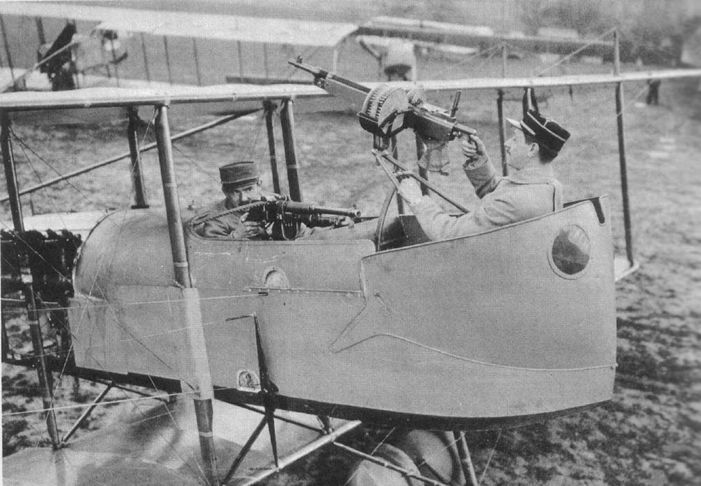 WW1 photo of U.S. Farman biplane in flight WW1 photo of U.S. Farman biplane in flight