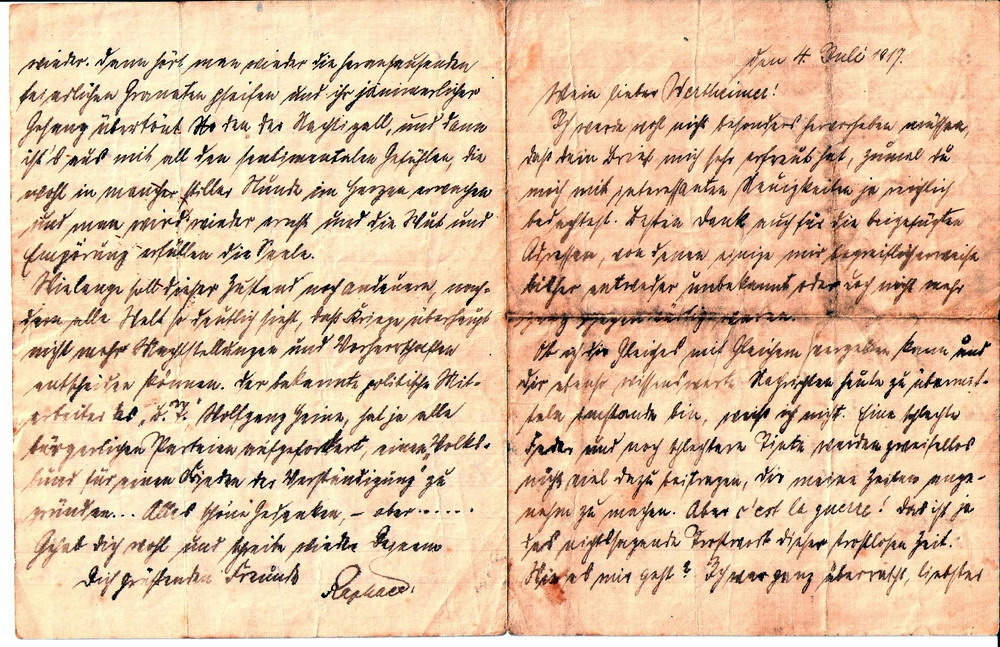 [image: 1917 letter written by Landsturm text Raphael]